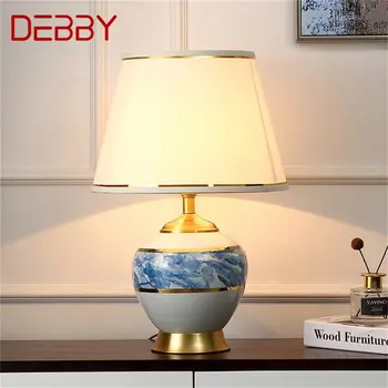 Керамические настольные лампы DEBBY Медный настольный светильник Современная декоративная ткань для дома Гостиная Столовая Спальня