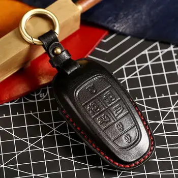 Кожаный чехол для ключей от автомобиля Hyundai Tucson Solaris Sonata Hybrid Nexo Grand Santa Fe