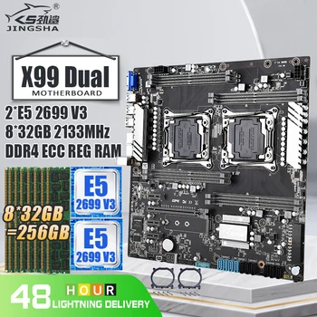 Комплект двойной материнской платы X99 с 2 * E5 2699 V3 и 8 * 32 ГБ = 256 ГБ оперативной памяти DDR4 ECC REG 2133 МГц с поддержкой Intel LGA 2011-3 V3 /V4 CPU Kit