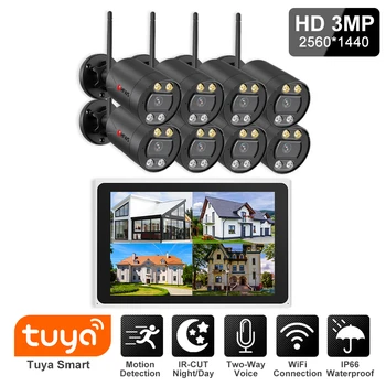 Комплект камеры Wifi на 3 МП Камера видеонаблюдения с системой видеонаблюдения Wifi Tuya 8-канальный видеомагнитофон Nvr Домашнее аудио Видео