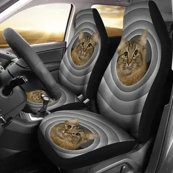Комплект чехлов для автомобильных сидений с принтом американского бобтейла и кошки, 2 шт., Автомобильные аксессуары, Чехол для сиденья