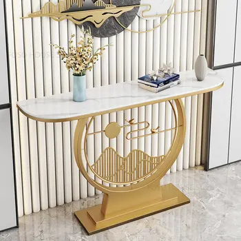 Консольные столики из шифера в китайском стиле, Легкая роскошная мебель для дома, Входная консоль, гостиная, современное искусство, Полукруглые столики на крыльце