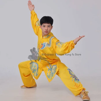 Красивая форма тайцзи с вышивкой, Костюм для боевых искусств китайского кунг-фу, Куртка и брюки для ушу Вин Чун Нужны ваши мерки