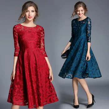 Красно-синее кружевное платье TingYiLi, осеннее элегантное Женское офисное платье миди, открытое Сексуальное женское платье для вечеринки