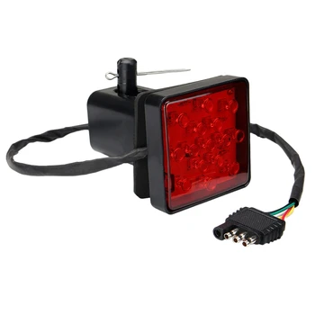 Красный 15 светодиодных 2-дюймовых тормозных огней крышки приемника для прицепа и буксировки прицепного устройства с штырем 12V