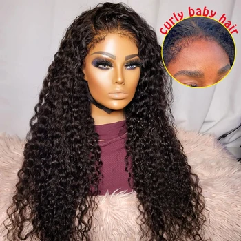 Кудрявый Кристалл HD Full 360 Кружевной Фронтальный парик Из человеческих волос Бесклеевая волна Воды Невидимые парики на кружеве 13x4 для чернокожих женщин