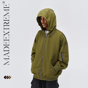 Куртка с капюшоном в стиле пэчворк MADEEXTREME, уличная одежда 2023 года в стиле хип-хоп, роскошная мужская зимняя куртка, одежда y2k, тренчи