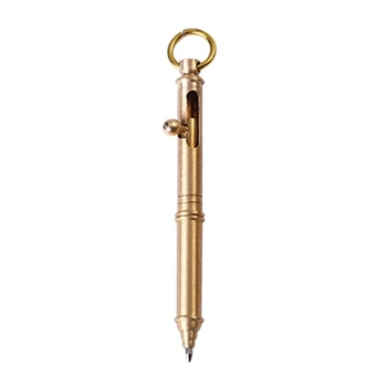 Латунная шариковая ручка с кольцом, металлическая офисная ручка для подписи, удобная для письма W3JD