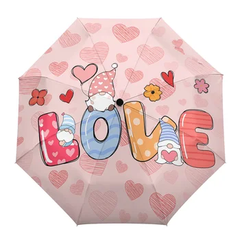 Лепестки любви в День Святого Валентина, Автоматический Складной зонт, Мужской Женский зонт с принтом, легкий дождевик