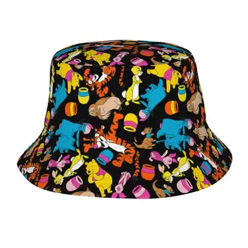 Летняя Пляжная Шляпная Одежда Winnie The Pooh Bright Friends Bucket Hat Шляпы От Горячего Солнца Disney Panamka Упаковываемые Рыболовные Шапки Спорт На открытом воздухе