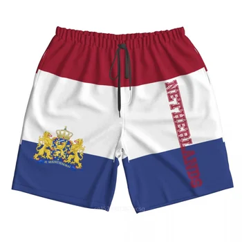 Лето 2023 г. Полиэстер Флаг страны Нидерланды мужские пляжные шорты с 3D принтом Летние брюки для бега с карманами
