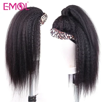 Малайзийский парик с повязкой на голову из человеческих волос, кудрявый, прямой, бесклеевой, полностью машинного производства, парики из человеческих волос Remy для женщин плотностью 180%