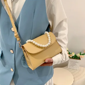 Маленькая кожаная сумка, женская сумка-тоут, дизайнерская сумка с клапаном с принтом бабочки, Винтажные коричневые сумки через плечо с мягкой цепочкой, Брендовая Роскошная Жемчужная сумка