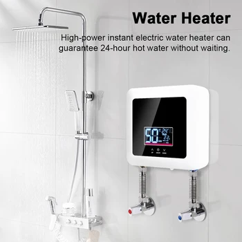 Мини-электрический безцилиндровый водонагреватель мощностью 7500 Вт, настенный светодиодный дисплей, поддержка режима термостата / регулировка мощности для домашней ванной комнаты