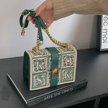 Модная женская сумка с цепочкой, новинка 2023 года, высококачественная вышивка букв, повседневная сумка через плечо, трендовый дизайн, Элегантная качественная сумка через плечо