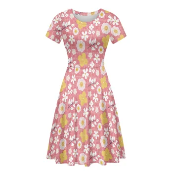 Модные 2023 Новые поступления, Женские повседневные платья, одежда с розовым цветочным принтом Тиаре, последние модели платьев на заказ для леди