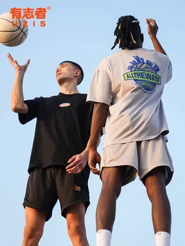 Мужская свободная баскетбольная тренировочная футболка UZIS Sports с коротким рукавом, летний повседневный топ в американском стиле с коротким рукавом