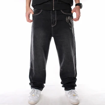 Мужские свободные мешковатые джинсы Хип-хоп, джинсовые брюки для скейтборда, уличные танцы, хип-хоп, рэп, мужские Черные Модные повседневные блузки