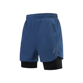 Мужские спортивные шорты для бега 2 В 1, двухслойные облегающие компрессионные короткие штаны 2023, быстросохнущие легкие тренировочные штаны для тренировок.