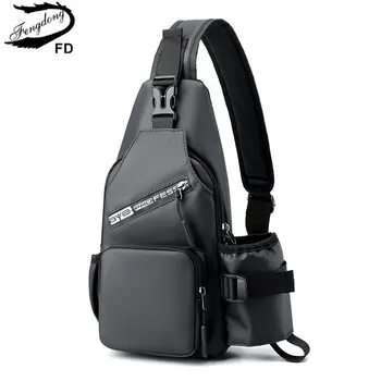 Мужской мини-рюкзак Fengdong с USB-портом, маленькая спортивная сумка на спине, нагрудная сумка, мужской рюкзак, мужская многофункциональная сумка через плечо