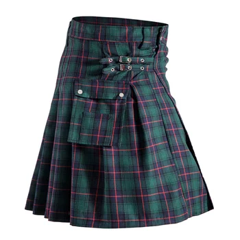 Мужской шотландский стиль, традиционный шотландский шотландский килт, винтажные клетчатые брюки с карманами, повседневные шорты, юбка в шотландском стиле