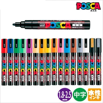 Набор фломастеров POSCA PC-1M PC-3M PC-5M POP Рекламный плакат, граффити, ручная роспись ручкой для заметок