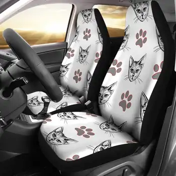 Набор чехлов для автомобильных сидений с принтом милого кота и лап, 2 шт., автомобильные аксессуары, чехол для сиденья