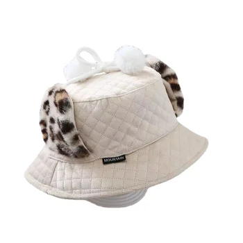 Новая кашемировая детская шапка рыбака, зимняя шапка для девочек, детская шапочка-ушанка с леопардовым принтом, солнцезащитная кепка для путешествий