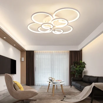Новая современная светодиодная люстра, белый потолочный светильник, украшение интерьера гостиной спальни с пультом дистанционного управления приложением Circle Acrylic Art