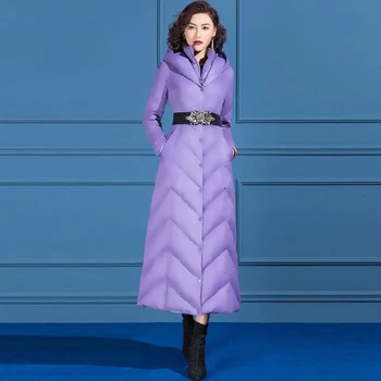 Новая хлопчатобумажная куртка сезона осень-зима 2022, фиолетовая легкая и теплая хлопчатобумажная куртка, уменьшающийся пояс, высококачественная хлопчатобумажная куртка