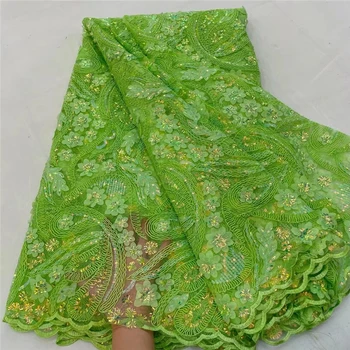 Новейшая Африканская кружевная ткань, блестящий Тюль, кружевная ткань 2022, Высококачественная кружевная ткань Asoebi, Вышитое кружево, платье длиной 5 ярдов