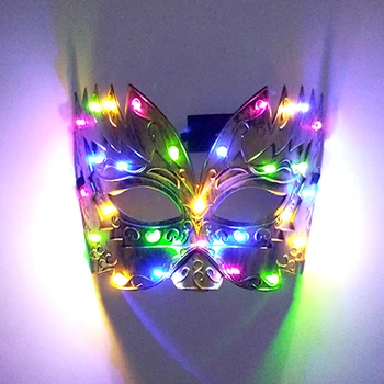 Новейшая светодиодная светящаяся маска на Хэллоуин, неоновая мигающая маска на половину лица для вечеринки в честь Хэллоуина, маска для танцевального представления Porps