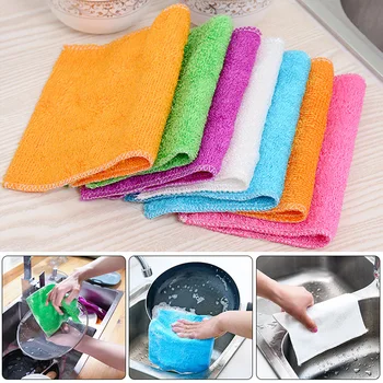 Новые волшебные чистящие тряпки, салфетка для мытья посуды из бамбукового волокна, полотенце для мытья посуды, губка для чистки кухонных принадлежностей, инструменты для чистки