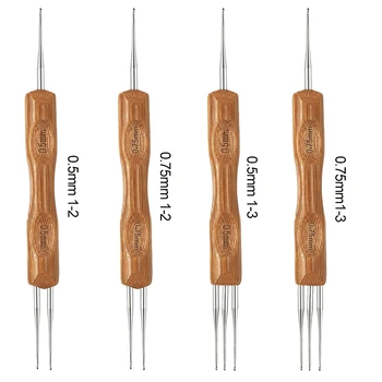 Новые двухсторонние крючки для вязания дредов, крючок для плетения волос, Бамбуковая ручка С одной двойной тройной головкой