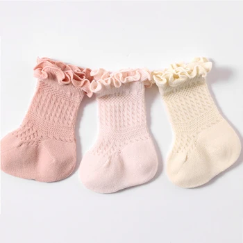 Новые летние детские носки для младенцев, Полые чулки для девочек и мальчиков, Испанский носок, Мягкий, для малышей, дышащий, милый, карамельного цвета, шланг