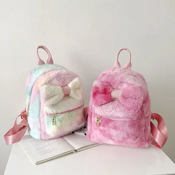 Новый женский рюкзак в Корейском стиле, новая модная сумка с плюшевым бантом, повседневный рюкзак Wild, зимняя школьная сумка для девочек, рюкзаки для женщин