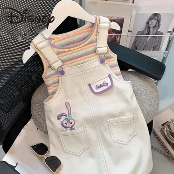 Новый костюм Disney 2023 для девочек, летняя детская одежда с героями мультфильмов Dailu, детская одежда, подтяжки, жилет, юбка, комплект из двух предметов