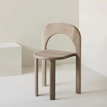 Обеденные стулья из скандинавского дерева, роскошная деревянная спинка, компактные стулья для взрослых, удобные предметы первой необходимости