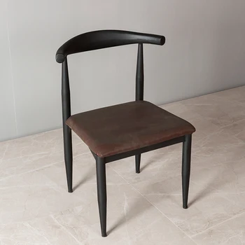 Обеденный стул в стиле ретро из железа в Американском индустриальном стиле, Кожаный Стул со спинкой в скандинавском стиле для кофейни