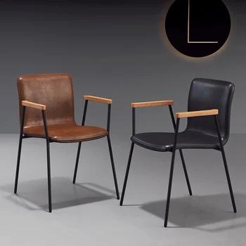 Обеденный стул с простой спинкой Современный дизайнерский офисный стул в стиле ЛОФТ в скандинавском стиле, Винтажная Промышленная мебель для кофе высокого класса