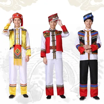 одежда китайского меньшинства для мужчин, одежда Мяо для взрослых, фестивальные танцевальные костюмы, одежда для выступлений на сцене