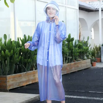 Одноразовый дождевик из ЭВА с маской для лица, Утолщенный водонепроницаемый защитный костюм от слюны и пыли, защитный костюм для кемпинга
