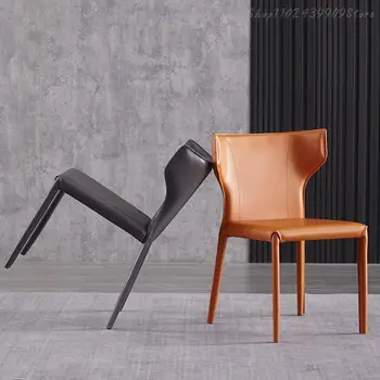 Опора для спинки Ресторанные обеденные стулья для гостиной Современное эргономичное итальянское кресло для отдыха из серой кожи Nordic Silla Мебель для дома