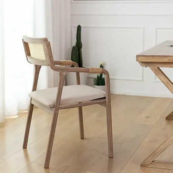 Офисный стул для гостиной с откидной спинкой, деревянный Одноместный стул для гостиной для взрослых, письменный стол, украшение для спальни, украшение для чтения в стиле Эль-Хогар