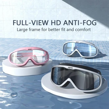 Очки для плавания Профессиональные HD в большой оправе Унисекс с двойными линзами, Пояс для защиты от запотевания, Аксессуары для дайвинга, Прочные красочные