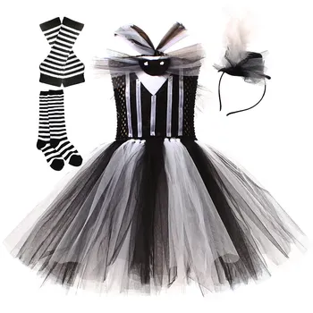 Платье-пачка Джек для девочек, косплей-костюм, наряды для детей, косплей-платья с повязкой на голову, карнавальный костюм на Хэллоуин, костюм на день рождения