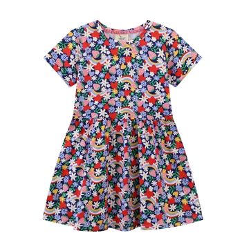 Платья для маленьких девочек Летние Хлопковые детские платья с животными и цветочным рисунком для девочек Одежда в полоску Детское повседневное платье Костюм принцессы