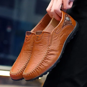 Повседневная обувь для мужчин; Модные кожаные кроссовки из натуральной кожи; Высококачественные роскошные брендовые Удобные лоферы; Мужская кожаная обувь для вождения;