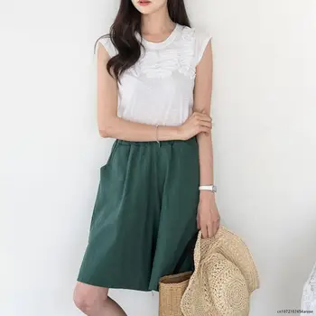 Повседневные женские летние мягкие шорты, впитывающие влагу, удобные Женские свободные шорты в корейском стиле с широкими штанинами на лето