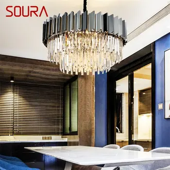 Подвесной светильник SOURA в стиле постмодерн с двойным хрусталем, Светодиодная лампа, Роскошный Светильник для домашней столовой, гостиной